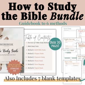 Bible Study Guidebook and Template Bundle, Beginner Bible Study journal, Printable Bible Study Planner and Women's Daily Devotional Journal