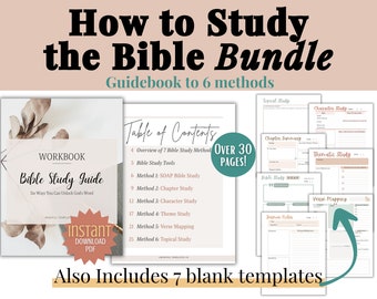 Bible Study Guidebook and Template Bundle, Beginner Bible Study journal, Printable Bible Study Planner and Women's Daily Devotional Journal