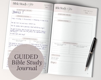 Guided Bible Study Journal Christian Women Notebook Faith Journal Scripture Prompts Gift idea Christian girl small group church ministry