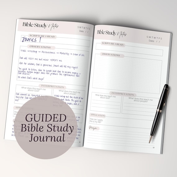 Guided Bible Study Journal Christian Women Notebook Faith Journal Scripture Prompts Gift idea Christian girl small group church ministry
