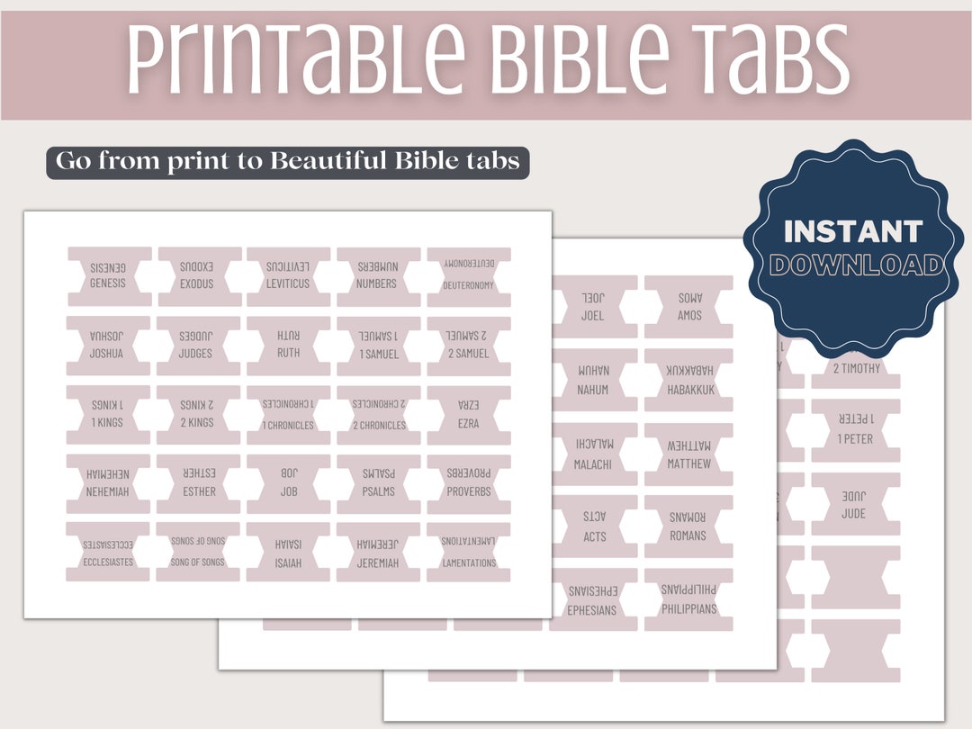 Pink Printable Bible Tabs Bible Tabs Bible Study Tools - Etsy