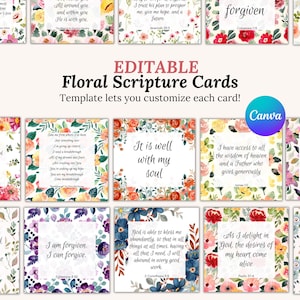 Customizable Bible Verse Cards Editable Scripture Cards Canva Prayer Cards Printable Ministry Gift Template idea Christian Affirmation PDF