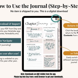 Interactive hyperlinked faith journal for women of faith. All-in-one Christian planner with Bible study templates prayer journal frameworks ACTS PRAY gratitude scripture plan 31 prompts trackers and end-of-month reflections. GoodNotes and Notability compatible instant digital download.