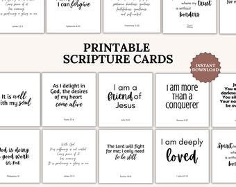 Scripture Affirmation cards printable Encouragement Cards Prayer Cards Bible Memory Verse Cards Inspirational Cards Christian ministry idea