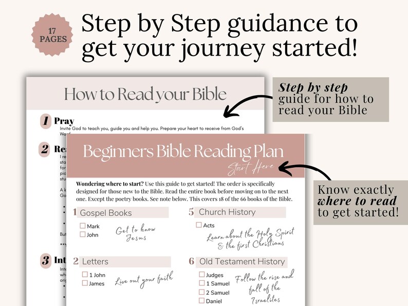 Christian Study Materials Beginner Bible Study Guide Template Prayer Journal Pages Reading Plan Bundle Faith Planner Download Three Size Options Beginner Friendly Format Spiritual Growth Resources Modern Design Layout Personal Study Guide Reflection