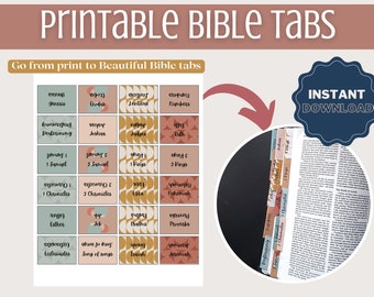 Boho Printable Bible Tabs Bible tabs Bible Study tools Bible journaling Instant Download Books of the Bible Tabs