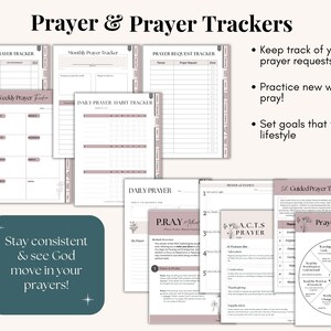 Digital prayer journal and scripture journal PDF with clickable navigation. Daily devotional pages gratitude prompts monthly and yearly spiritual goals memory verse sheets and sermon notes. Compatible with GoodNotes Notability and other PDF apps. Perfect Christian gift for women.