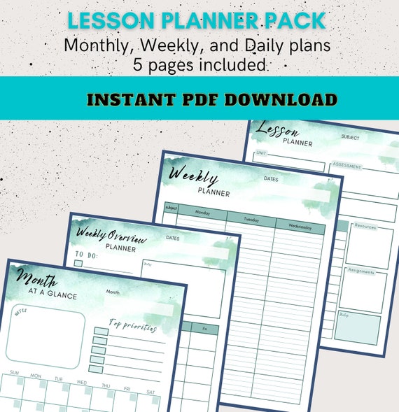 Teacher Lesson Plan Template Printable Homeschool Planner - Etsy