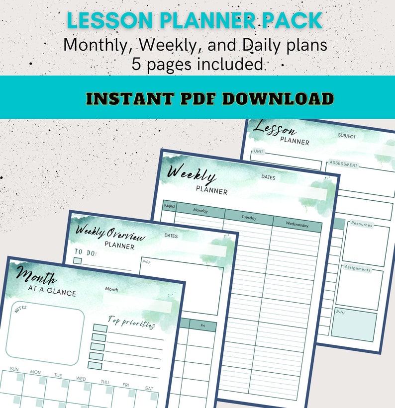 Teacher Lesson Plan Template Printable Homeschool Planner Etsy