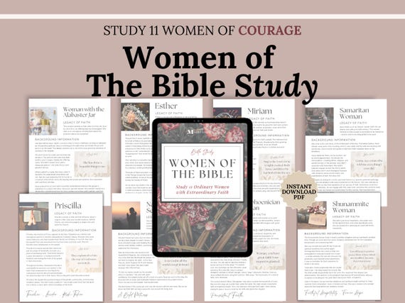 Women of the Bible Study Printable Daily Devotional template Women’s Small Group Christian gift idea women of faith reflection guide journal