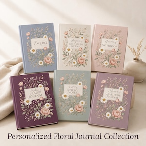 Personalized Prayer Journal Floral Custom Name Bible Study Notebook Christian Gift for Women Faith Journal Sermon Notes for Teens