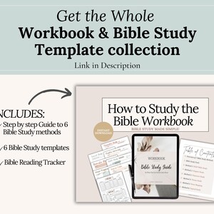 Beginner Bible Study Workbook Templates in PDF format. Includes SOAP Bible Study Template, Verse Mapping, Thematic, Topical, Character Study, and Bible Chapter Summary. Great for women and teens as a Christian gift idea, devotional guide, or faith planner insert. Use for daily devotional notes, journaling, and scripture application. Printable Christian resource works with Goodnotes, Notability, and instant download.