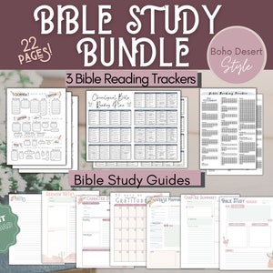 Printable Bible Study Planner and Bible reading trackers, Chronological Bible tracker, Christian Devotional Planner, Printable Bible journal