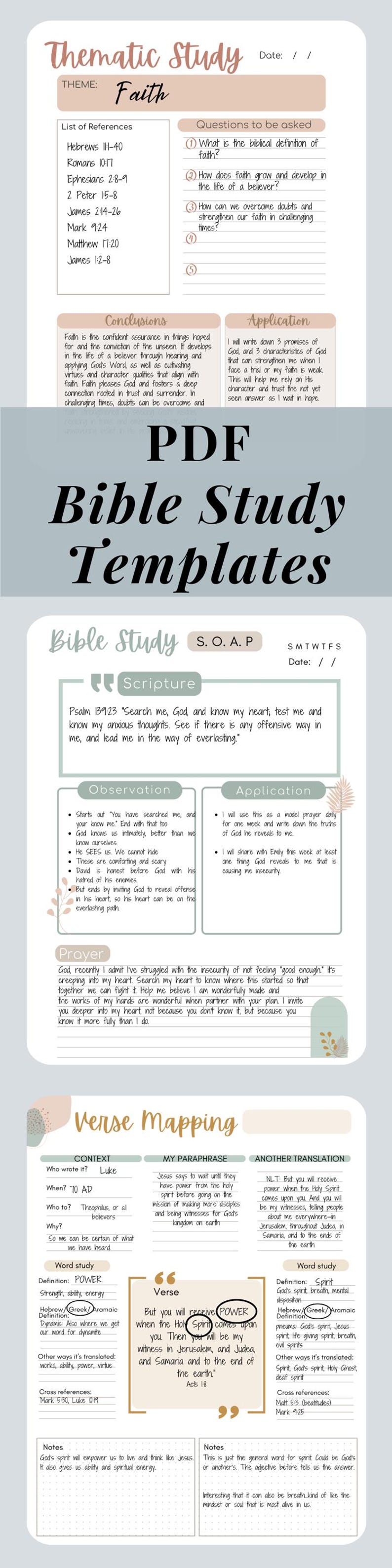 Verse Mapping Printable Template Bible Study Beginner Devotional Planner for Women Faith Prayer Scripture Journal Christian Gift Idea Teen image 10