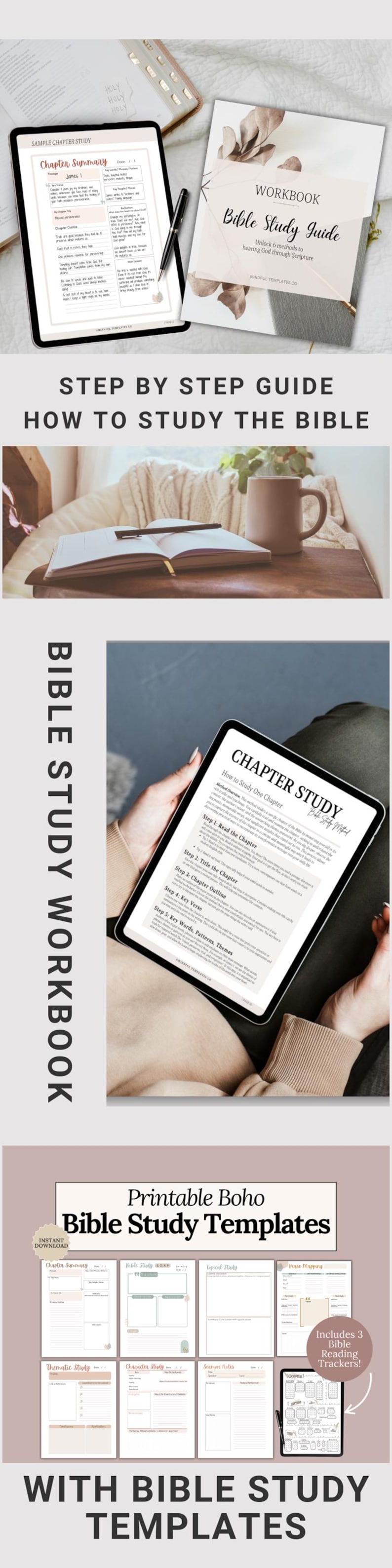 How to Study the Bible Guide with workbook Christian Study Materials Boho Faith Planner Bible Study Templates Reflection Worksheets Chronological Bible Reading Plan Scripture Cards Women’s Daily Devotional Resource Learn to study the Bible. Bible Study templates. Bible Study methods. Chapter Bible Study, SOAP bible study, Verse Mapping, Character Bible Study, Topical bible study template, Thematic Bible Study template