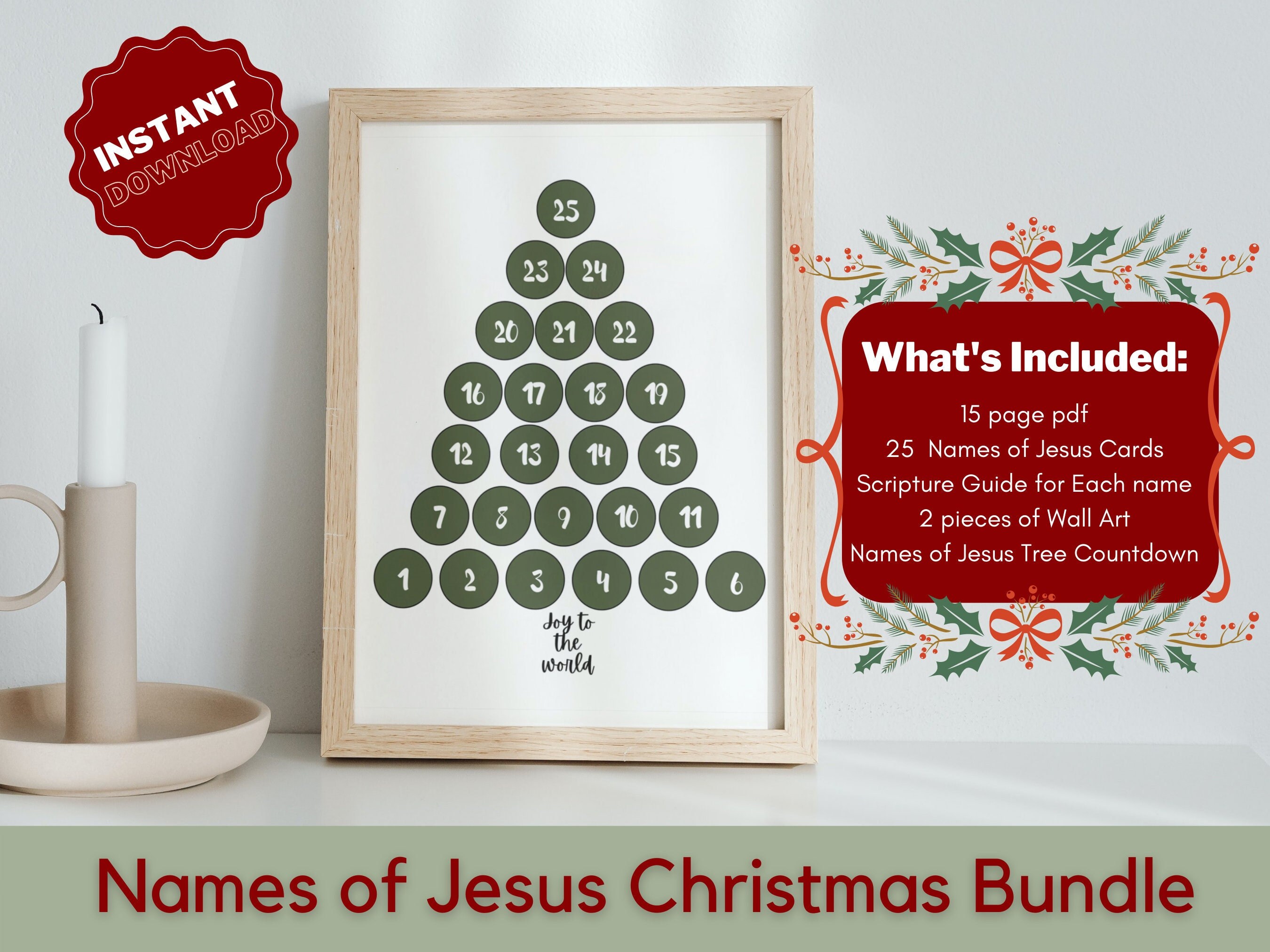 Printable Advent Calendar for Kids 25 Names of Jesus Bundle - Etsy