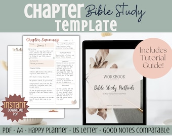 Chapter-by-Chapter Bible Study Template & Guide Printable Digital Devotional Tool Boho and Minimalist Style Scripture Journal