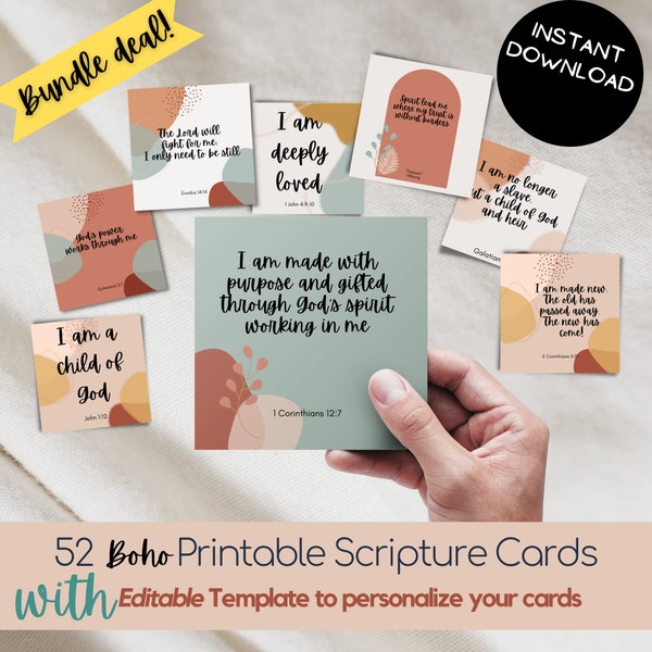 Editable and printable Scripture cards, Personalized Scripture cards, Prayer Cards, Bible Verse Cards, Inspirational Cards
