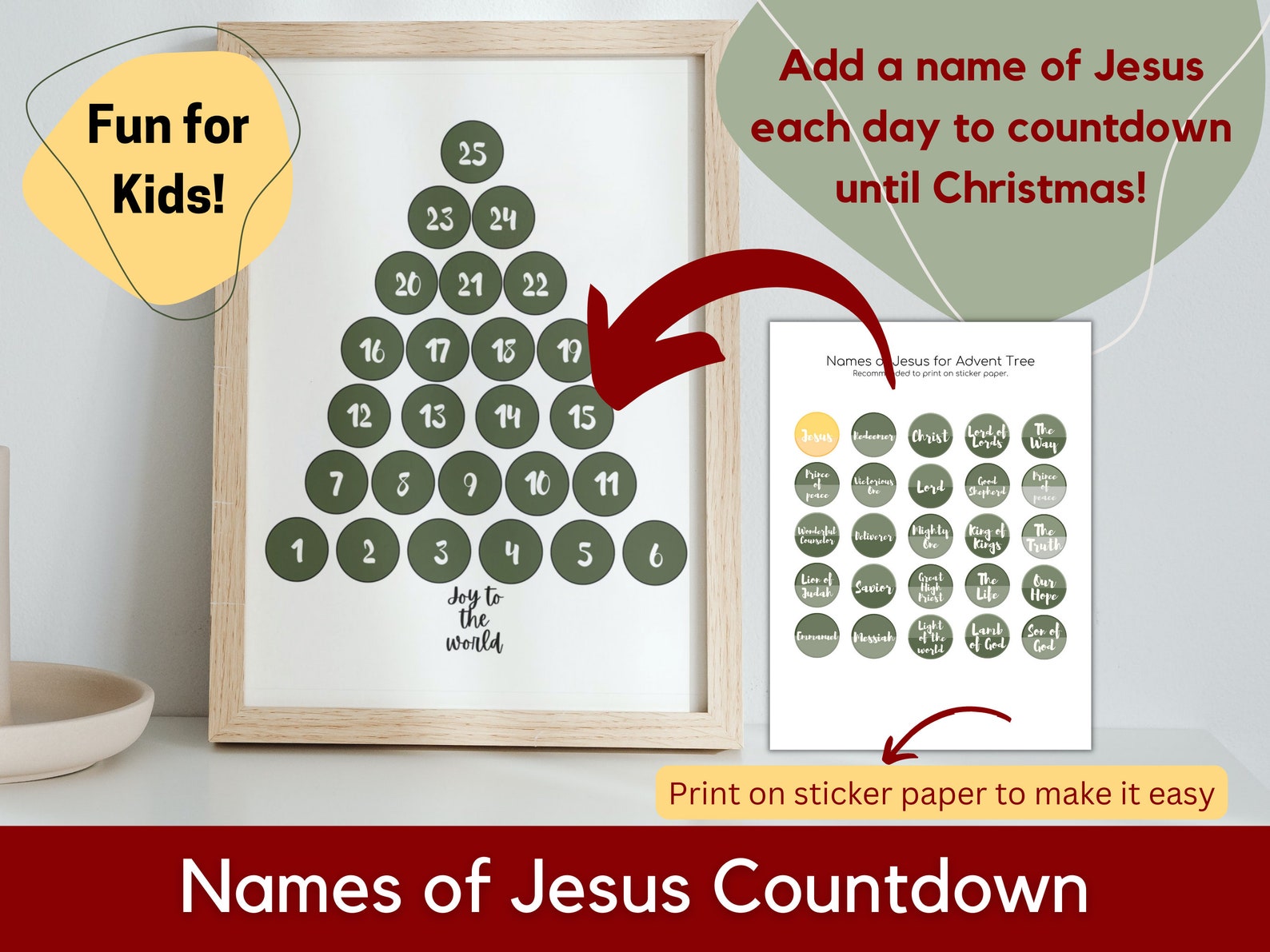 Printable Advent Calendar for Kids 25 Names of Jesus Bundle - Etsy
