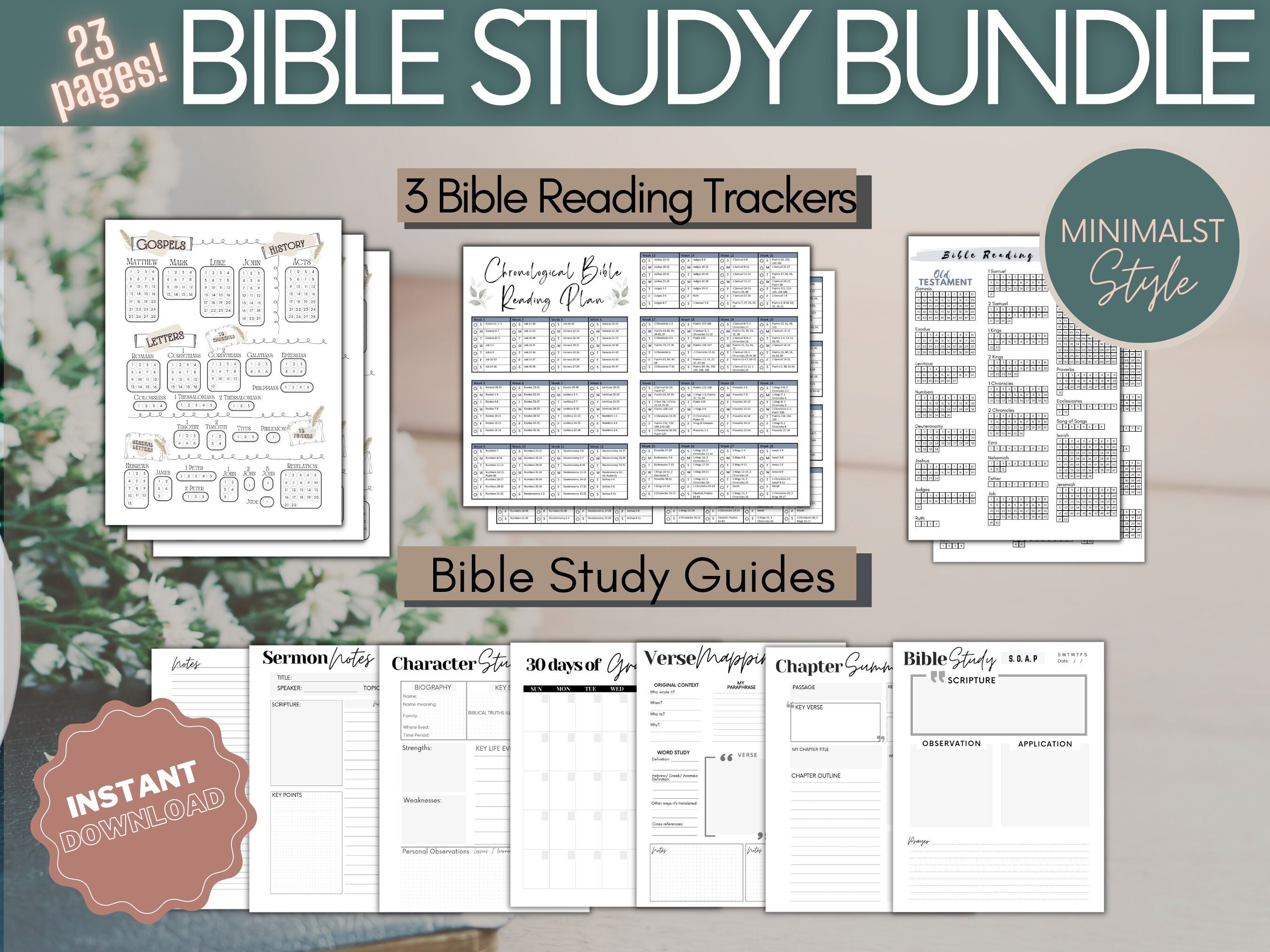 Bible study Mindful template Digital and printable bible study template