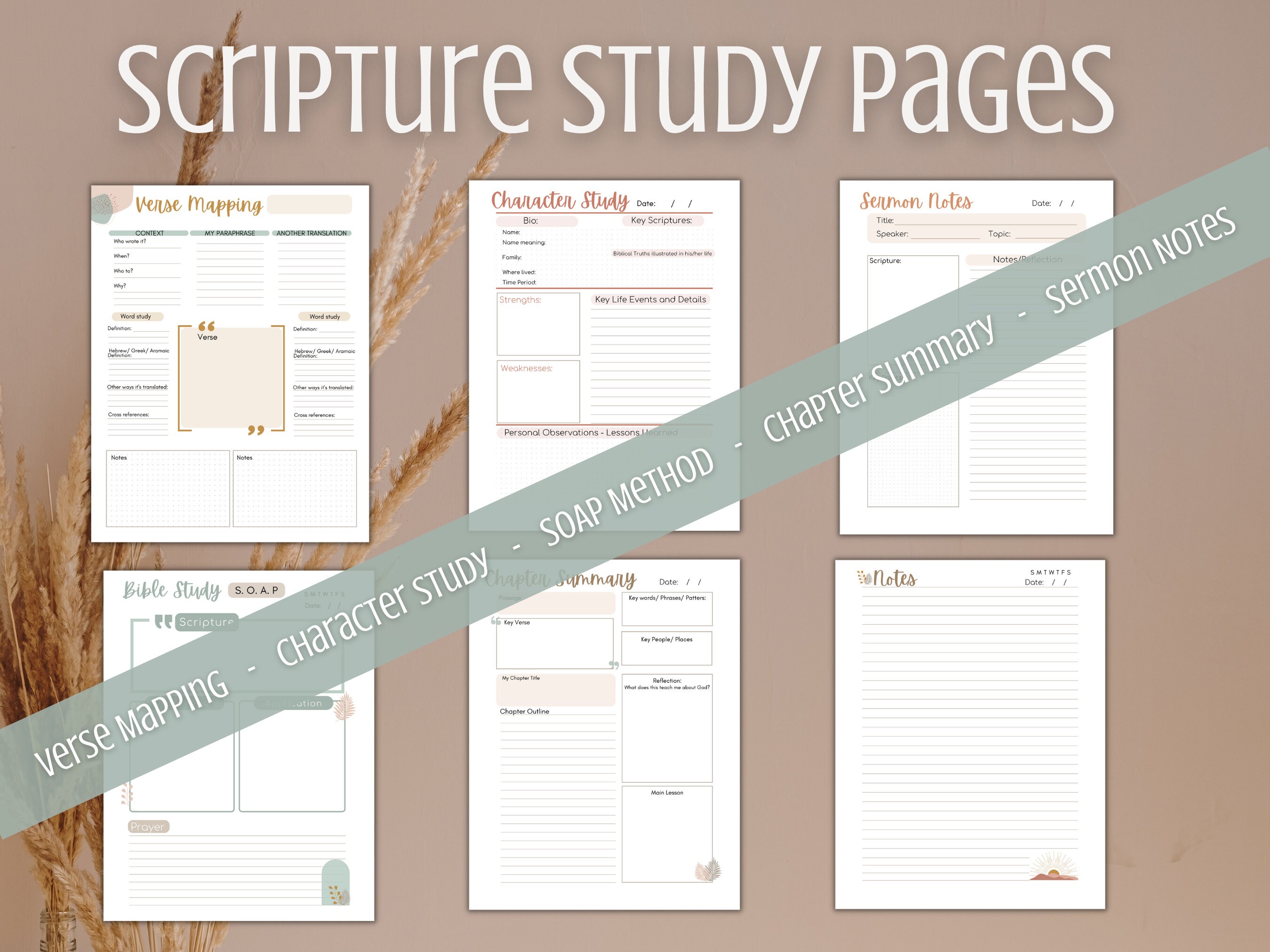 Bible study Mindful template Digital and printable bible study template
