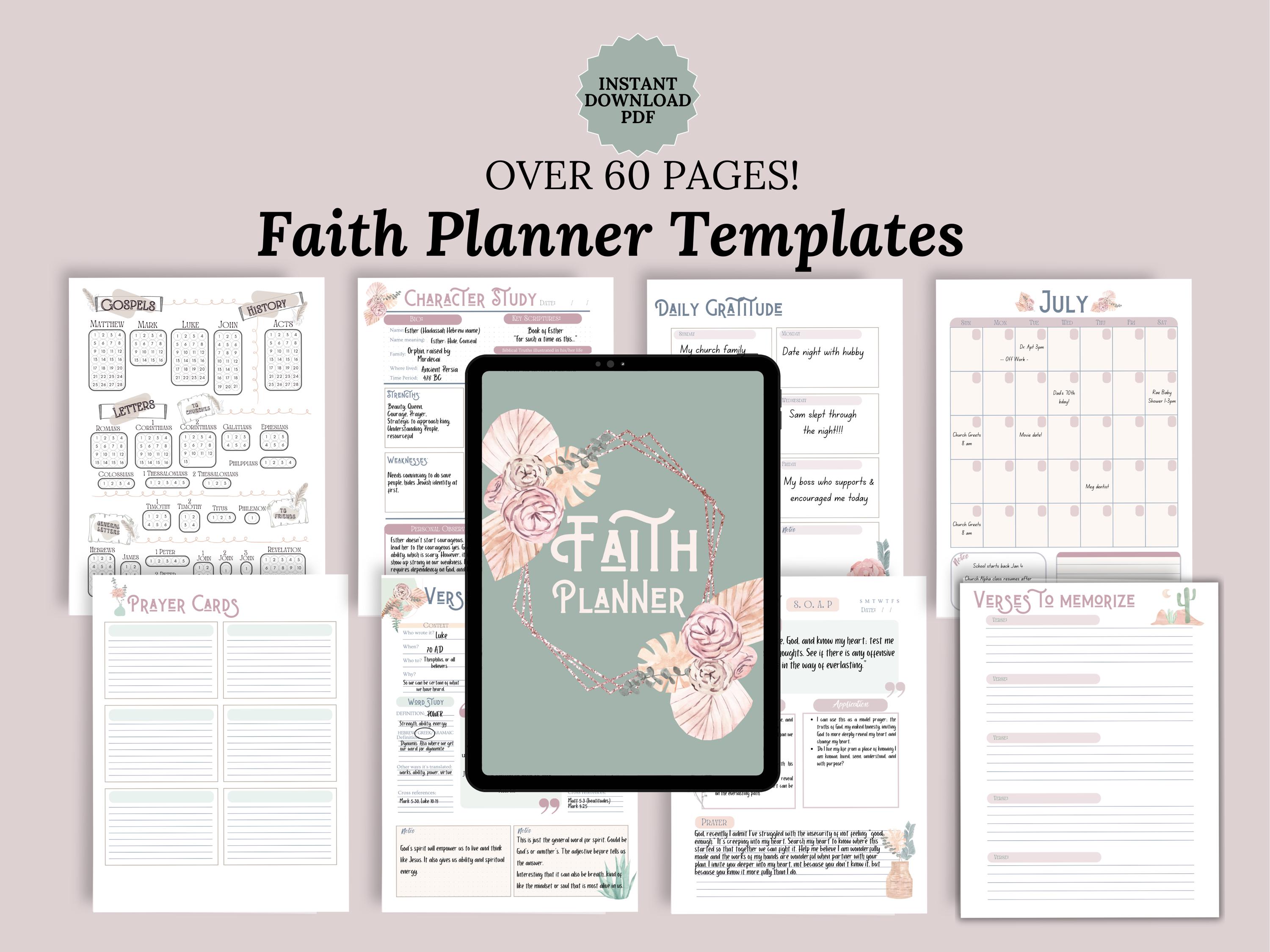 Faith Planner Printable Scripture Bible Study Template Devotional ...