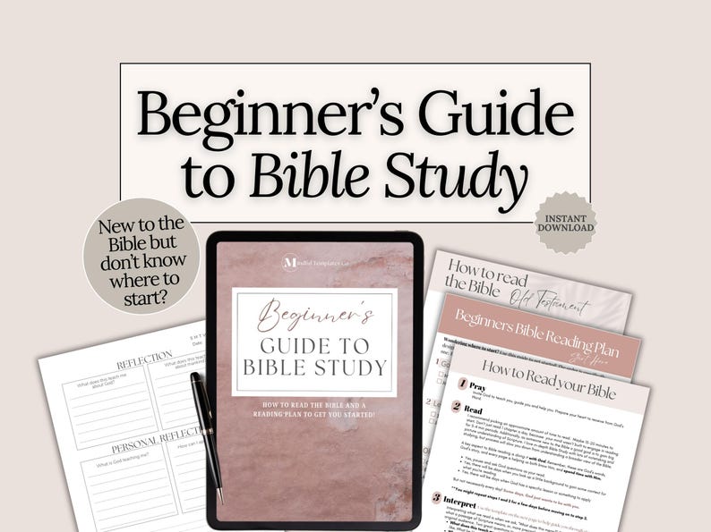Beginner Bible Study Guide Template Prayer Journal Pages Faith Planner Bundle Printable Download Christian Study Materials Reading Plan Reflection Templates Three Size Options Modern Design Minimalist Format Daily Devotional Resource