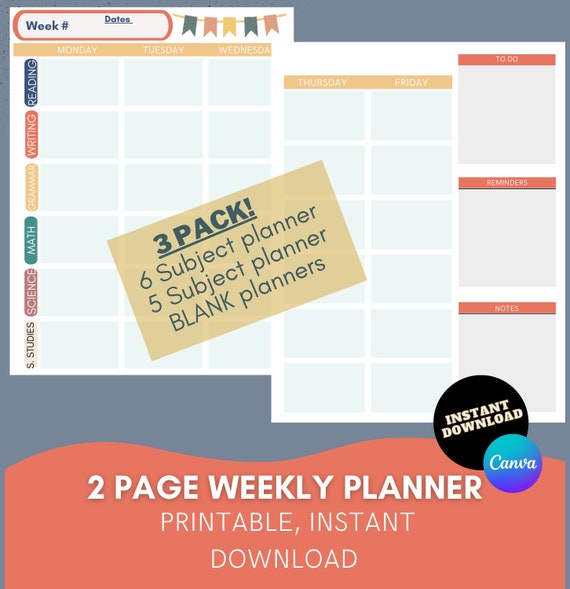 Teacher Lesson Plan Template Printable Homeschool Planner - Etsy