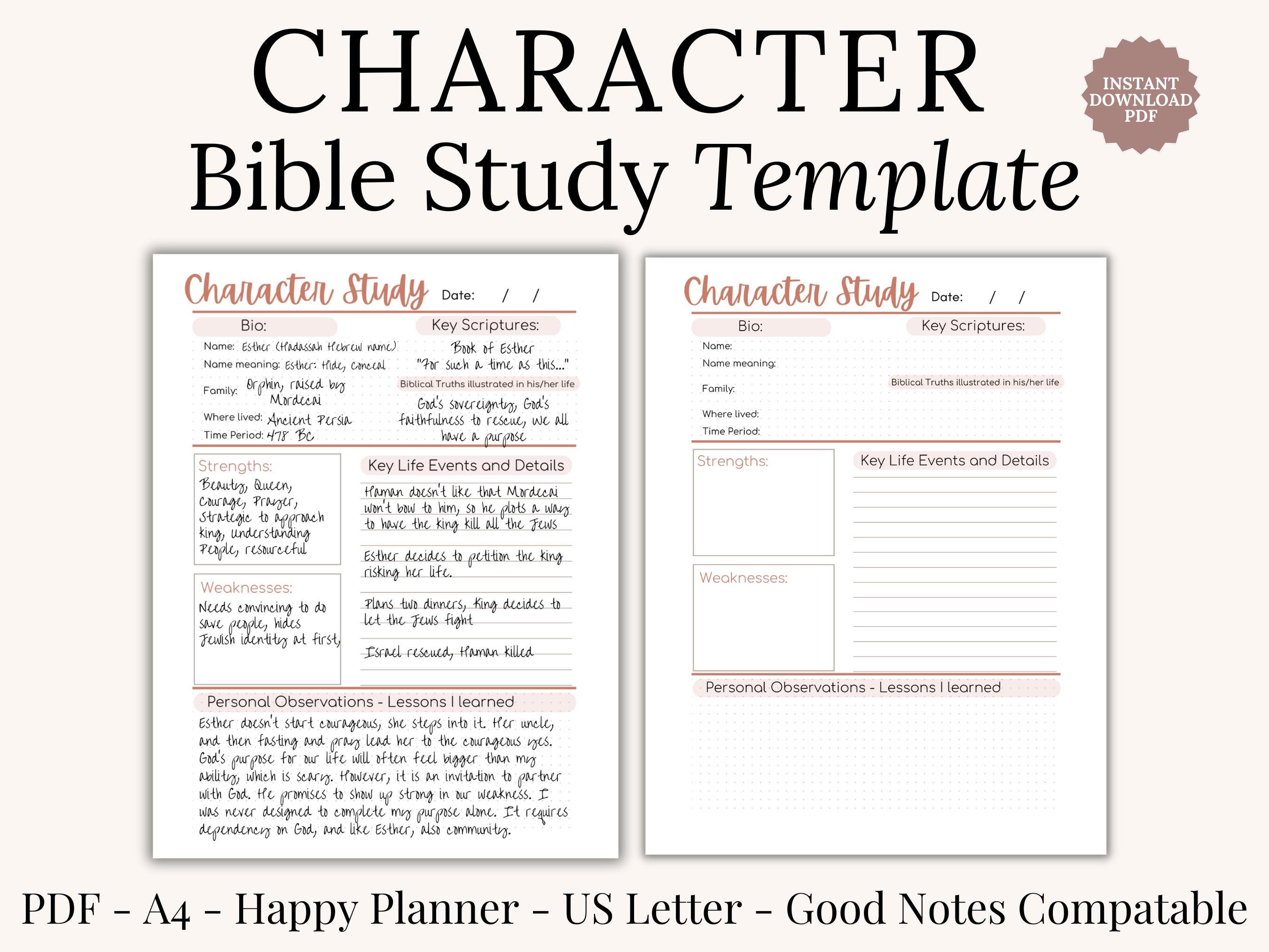 Bible Character Study Guide Printable Bible Study Template Daily ...