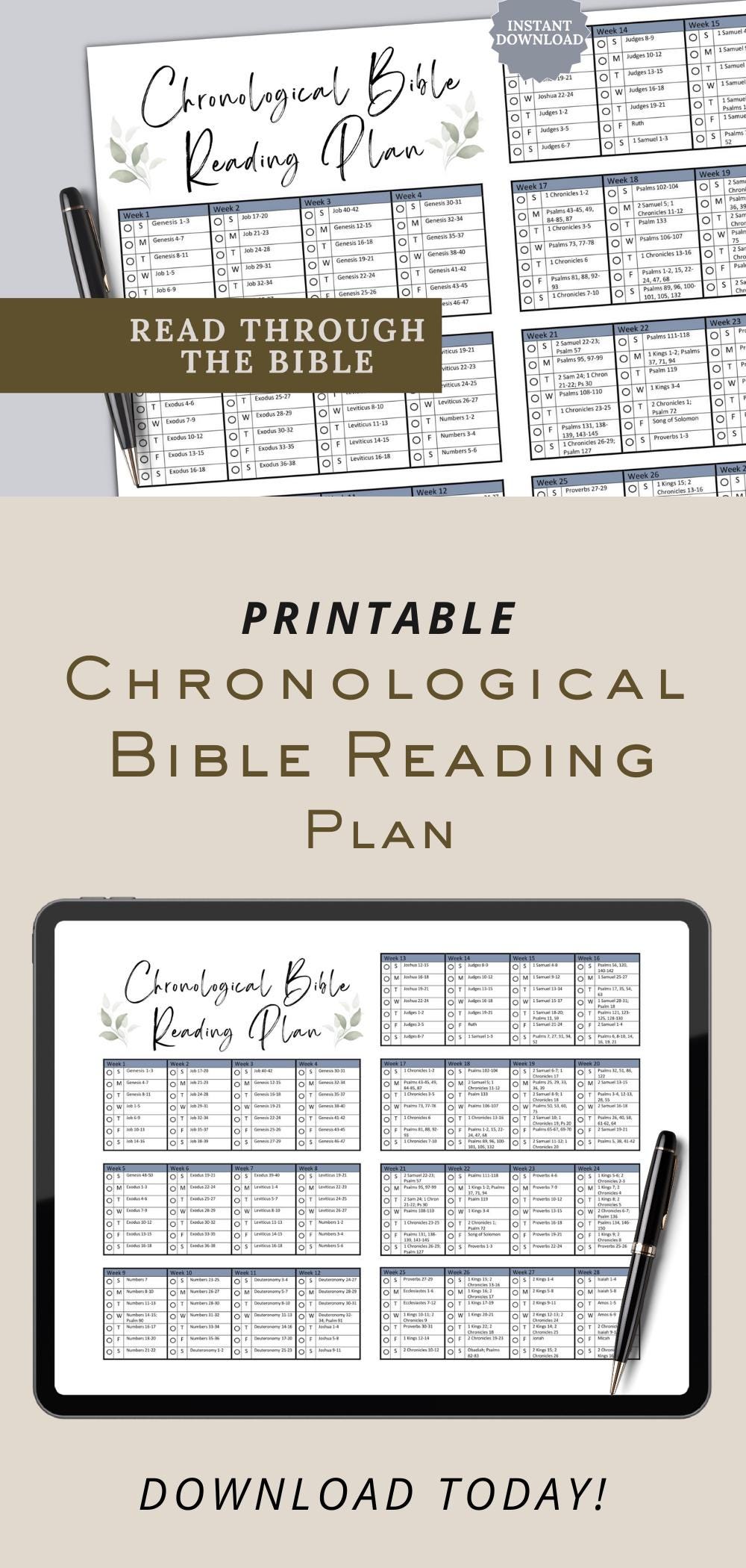 chronologische bibel in einem jahr leseplan undatiert printable