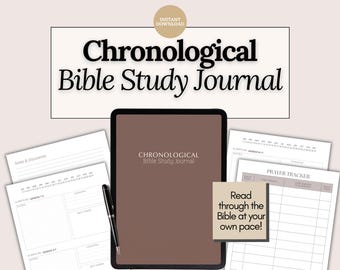 Diario di studio biblico cronologico in PDF, Bibbia senza data, piano di lettura annuale, guida alle Scritture, quaderno di fede, idea devozionale per donna cristiana