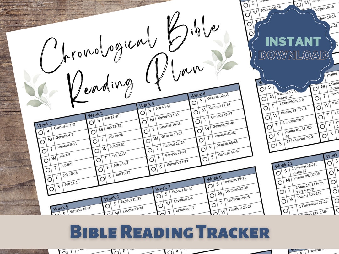 Bible Reading Tracker, Chronological Bible Plan, Printable Daily Bible