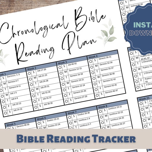 Bible Reading Tracker Chronological Bible Plan Printable - Etsy