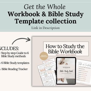 Beginner Bible Study Workbook Templates in PDF format. Includes SOAP Bible Study Template, Verse Mapping, Thematic, Topical, Character Study, and Bible Chapter Summary. Great for women and teens as a Christian gift idea, devotional guide, or faith planner insert. Use for daily devotional notes, journaling, and scripture application. Printable Christian resource works with Goodnotes, Notability, and instant download.