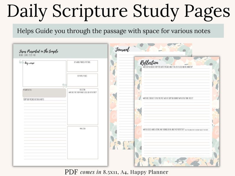40-Day Life of Jesus Bible Study Printable with reading tracker, study guide templates, and journaling pages. Designed for women of faith and small groups, this Easter Bible study is also a powerful Lent devotional. Perfect as a printable Christian gift idea, devotional workbook, or daily quiet time resource. PDF instant download.