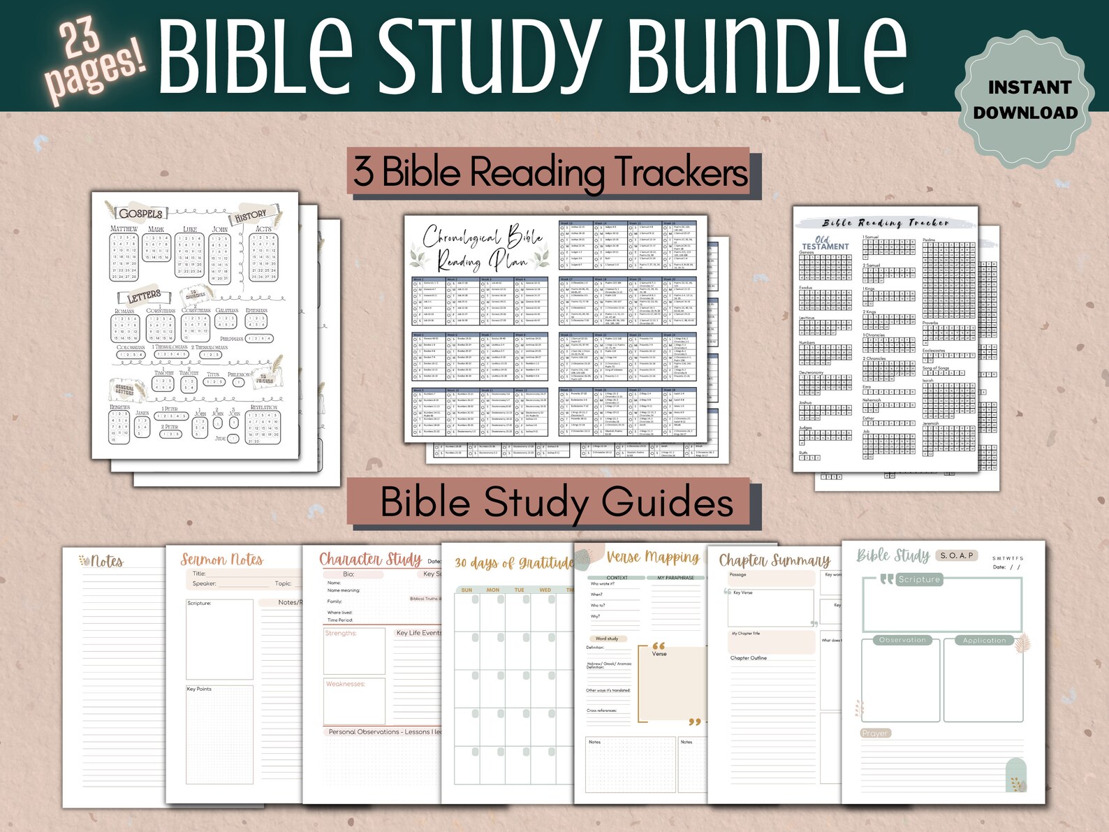 Printable Bible Study Planner and Bible Reading Trackers - Etsy