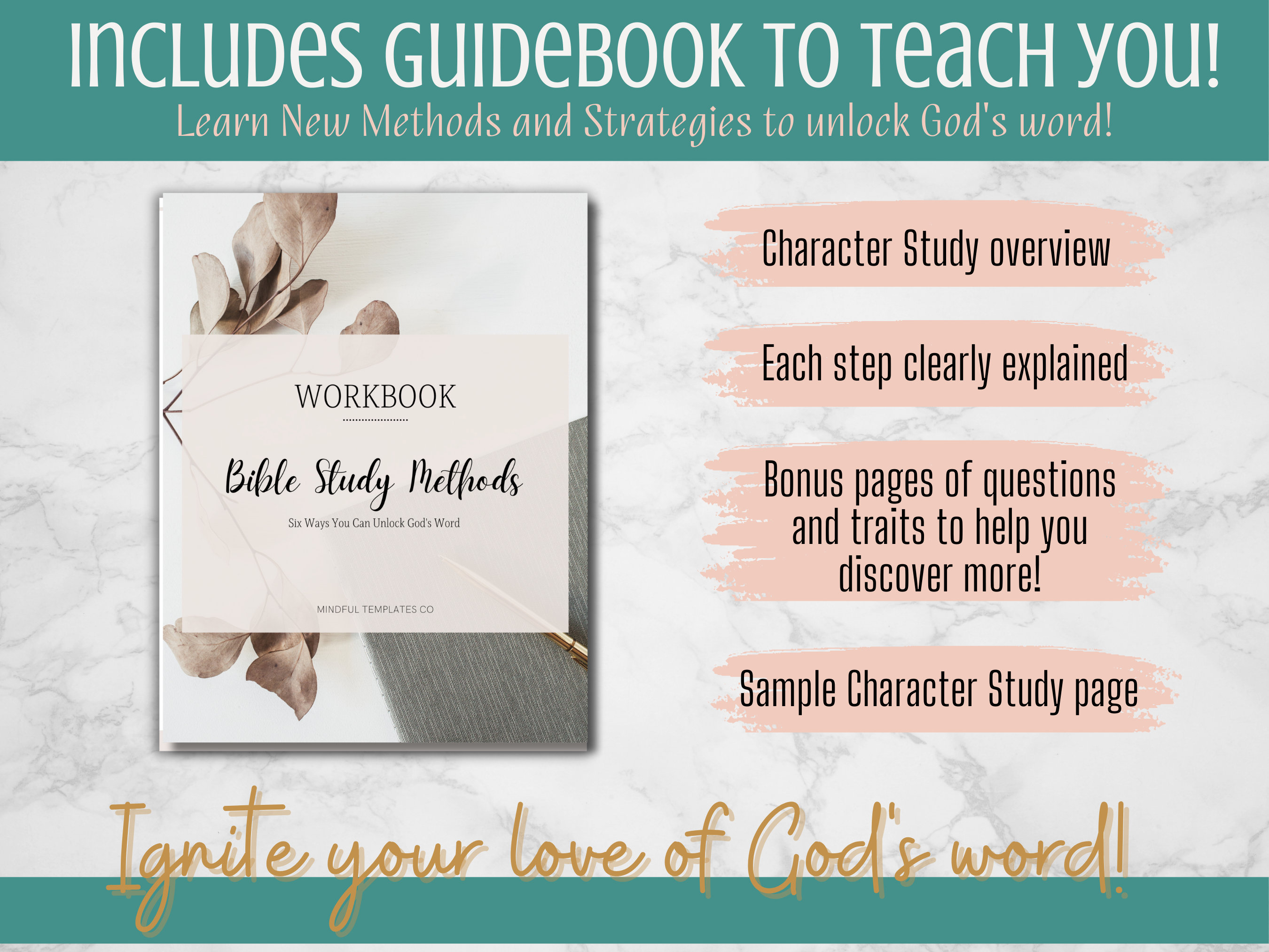 Bible study Mindful template Digital and printable bible study template