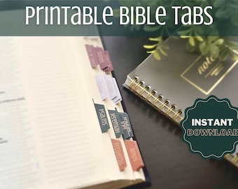 Jewel toned Printable Bible Tabs, Bible tabs, Bible Study tools, Bible journaling, Instant Download, Books of the Bible Tabs
