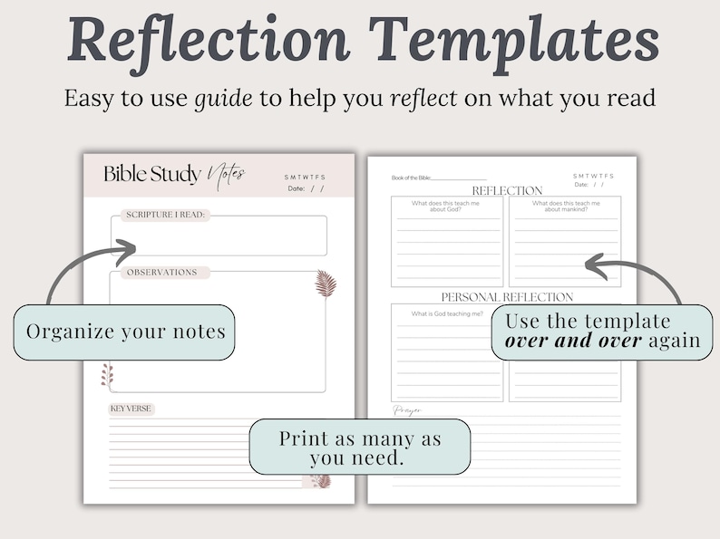 Beginner Bible Study Guide Printable Download Spiritual Growth Resources Reading Plan Bundle Faith Planner Pages Three Sizes Available Modern Design Layout Personal Reflection Templates Daily Devotional Guide Christian Study