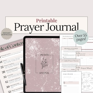 Pink Prayer Journal Printable Christian Prayer Notebook Daily Prayer Journal Gratitude Planner Guided Prayer PDF Digital Faith Journal Gift