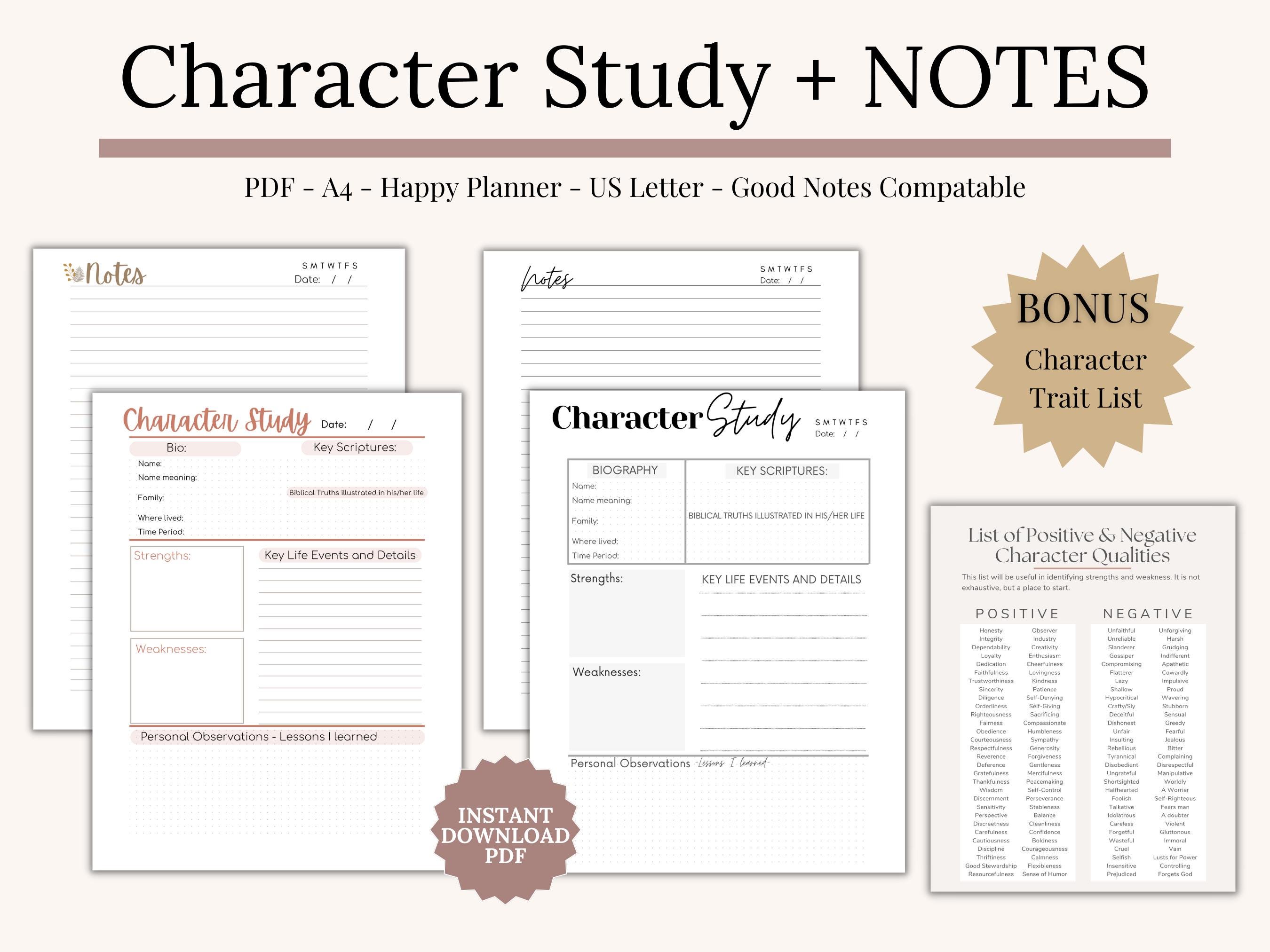 Bible Character Study Guide Printable Bible Study Template Daily ...
