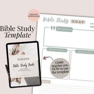 Afdrukbare SOAP Bijbelstudiesjabloon Beginnersgids Schrift devotionele planner Goodnotes Bijbeldagboek christelijk cadeau-idee tiener geloof