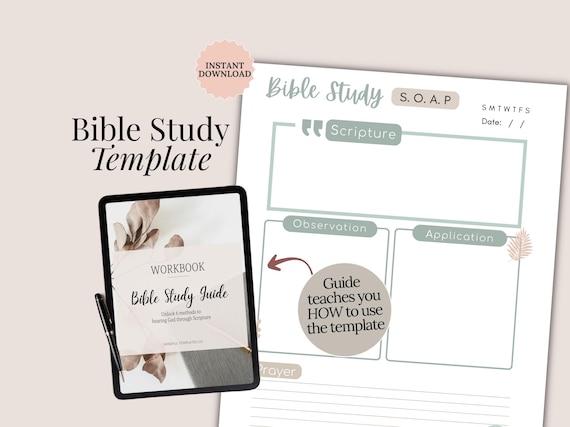 Printable SOAP Bible Study Template Beginners Guide Scripture Devotional Planner Goodnotes Bible Journal Christian Gift idea Teen faith