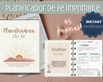 SPANISH Printable Bible Study Faith Planner, Boho Bible Journal, Christian Devotional Planner, Prayer Journal EN ESPANOL