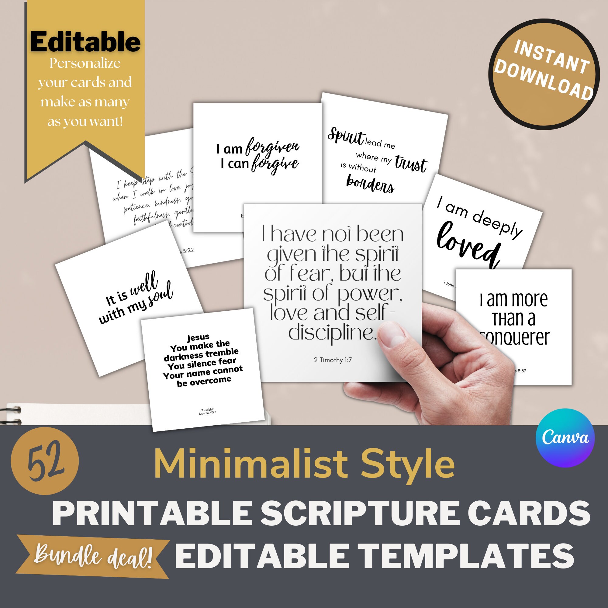 Editable and Printable Scripture Cards, Personalized Scripture Cards ...
