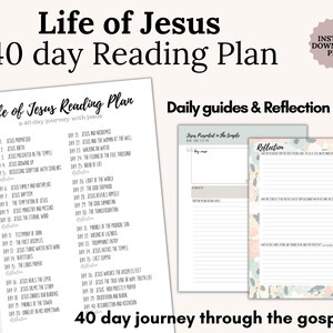 Printable Bible Study Bundle of Jesus Daily Devotional Planner for women Faith Chronological Scripture journal template Christian gift pdf image 4