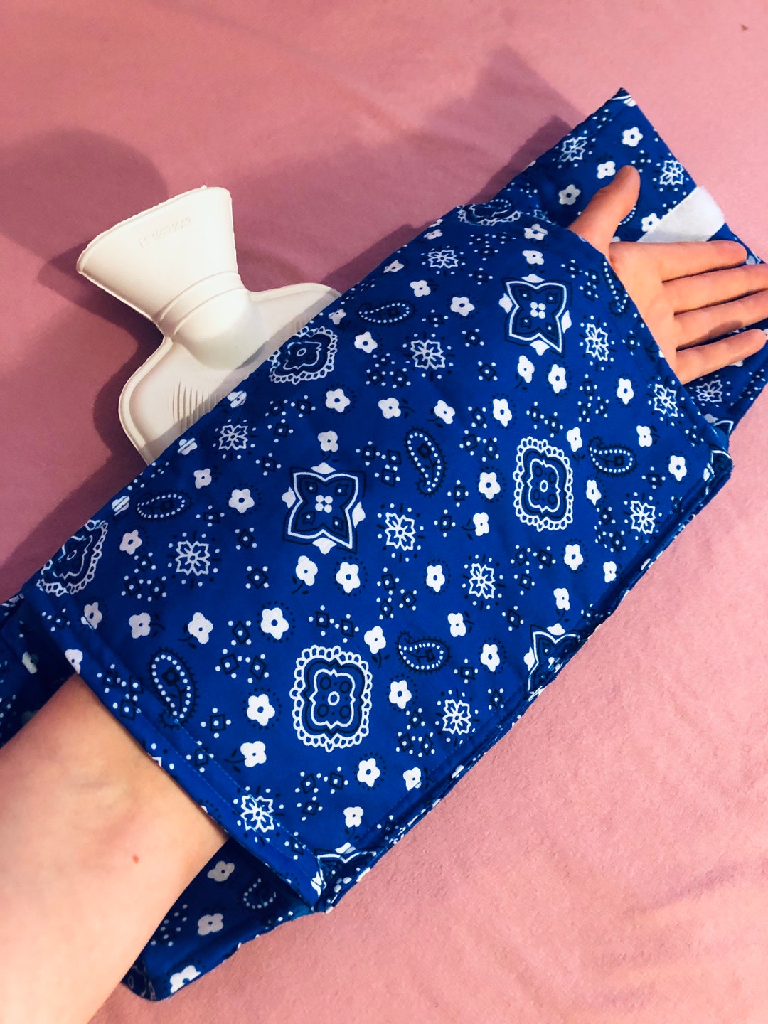 Blue Paisley Hot Water Bottle Waist Belt Set Handmade Etsy