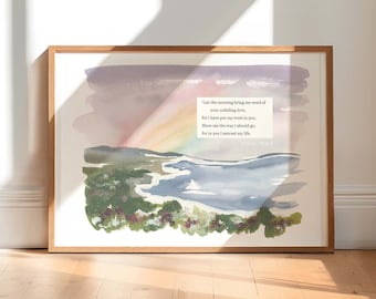 Let the Morning Bring Me Word Wall Art | Psalm 143:8 Scripture Print | Christian Home Décor | Watercolor Rainbow Bible Verse