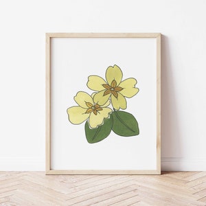 Primrose Watercolor Art, February Birth Flower Print, Minimalist Flower Painting, Birth Month Gift, Digital Download image 3