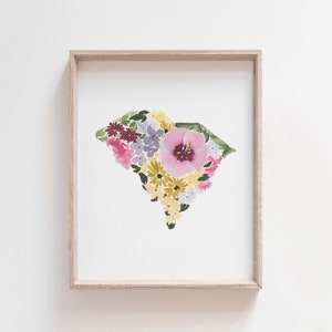 South Carolina Flowers State, Watercolor South Carolina Print, Local State Flowers, Carolina Wall Art, Floral South Carolina Painting